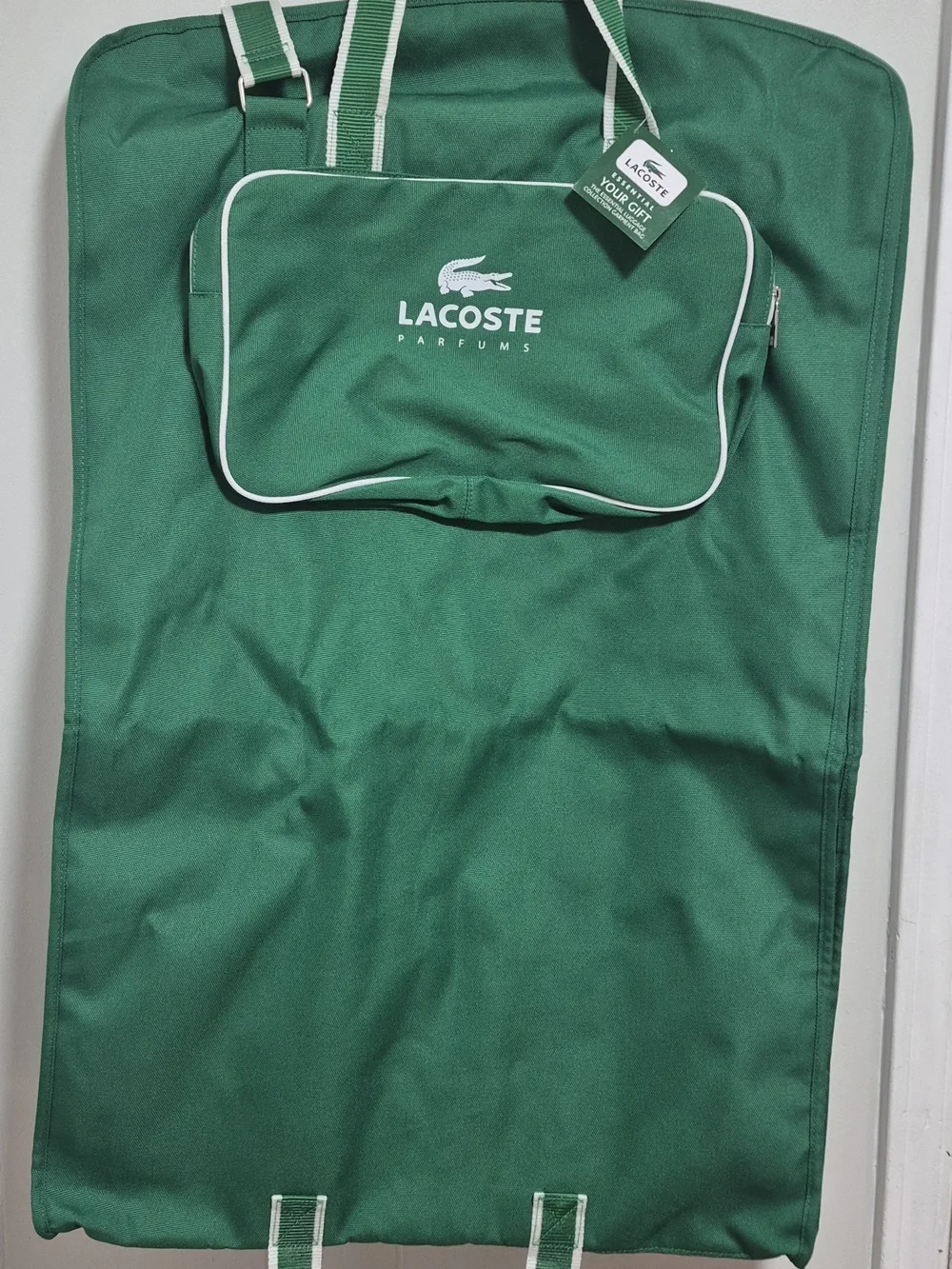 Lacoste Green Travel Garment Bag with Pouch